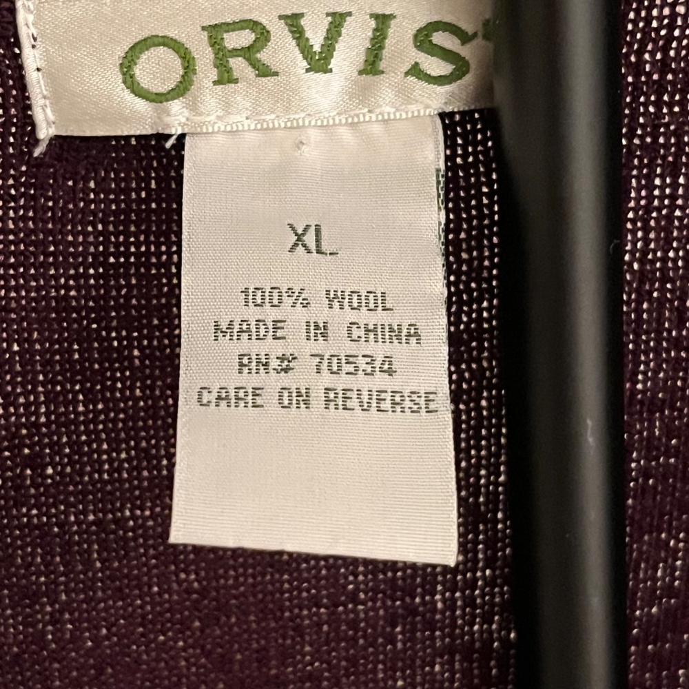 Orvis Burgundy Merino Wool Open-Front Cardigan XL - Picture 4 of 5